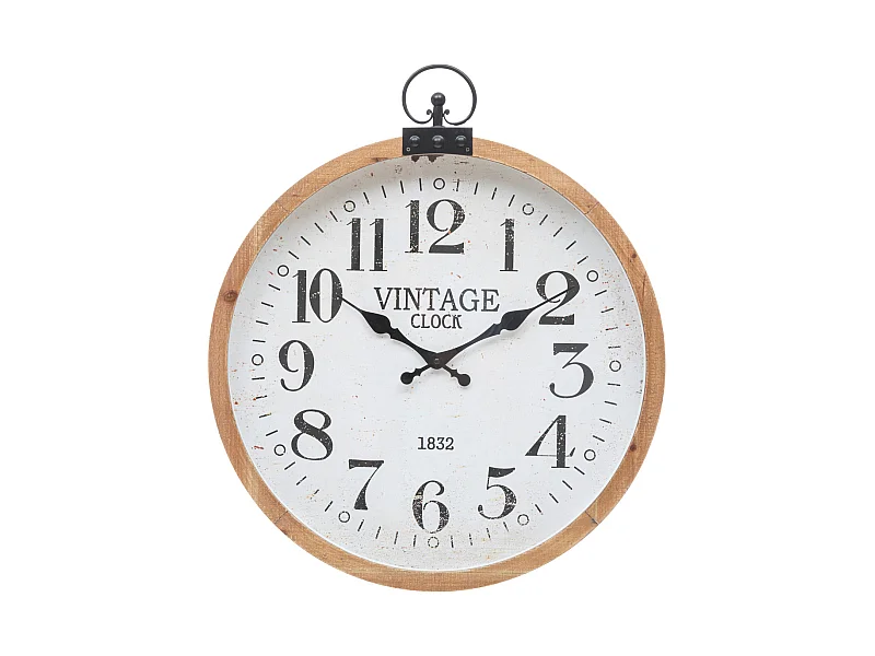 Pendule murale forme gousset esprit Vintage D 57 cm
