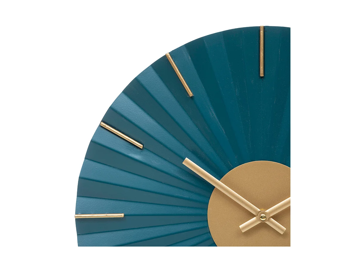 Pendule murale en métal Bleu et Doré D 44.5 cm