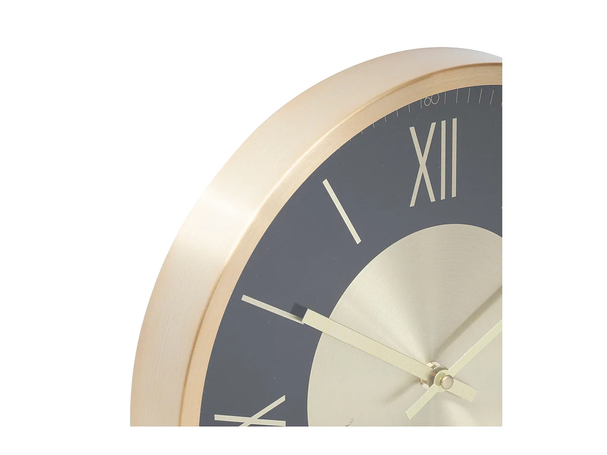 Pendule murale en aluminium doré et verre D 30.4 cm