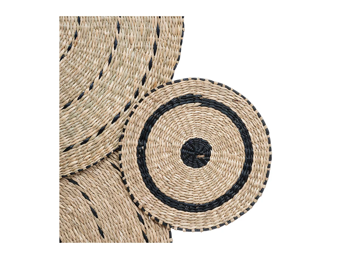 Déco murale Disques en paille tressée et métal 115 x 72 cm