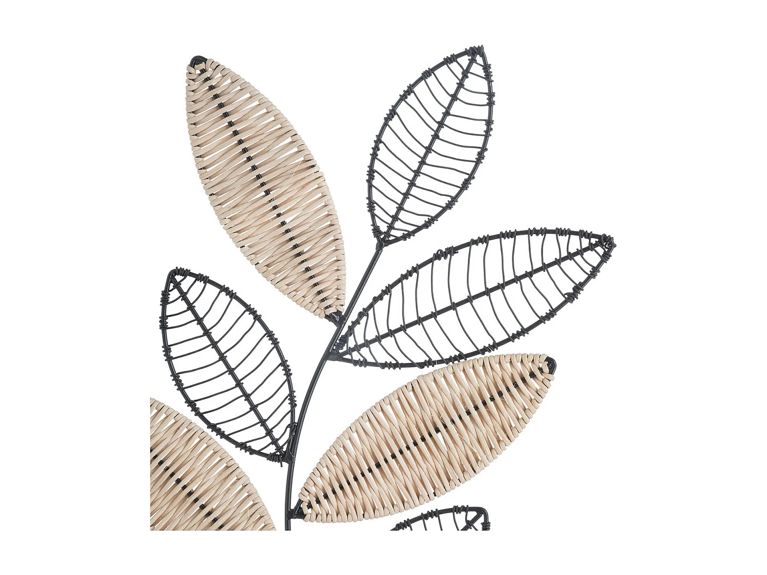 Déco murale en rotin et métal noir 56 x 29 cm
