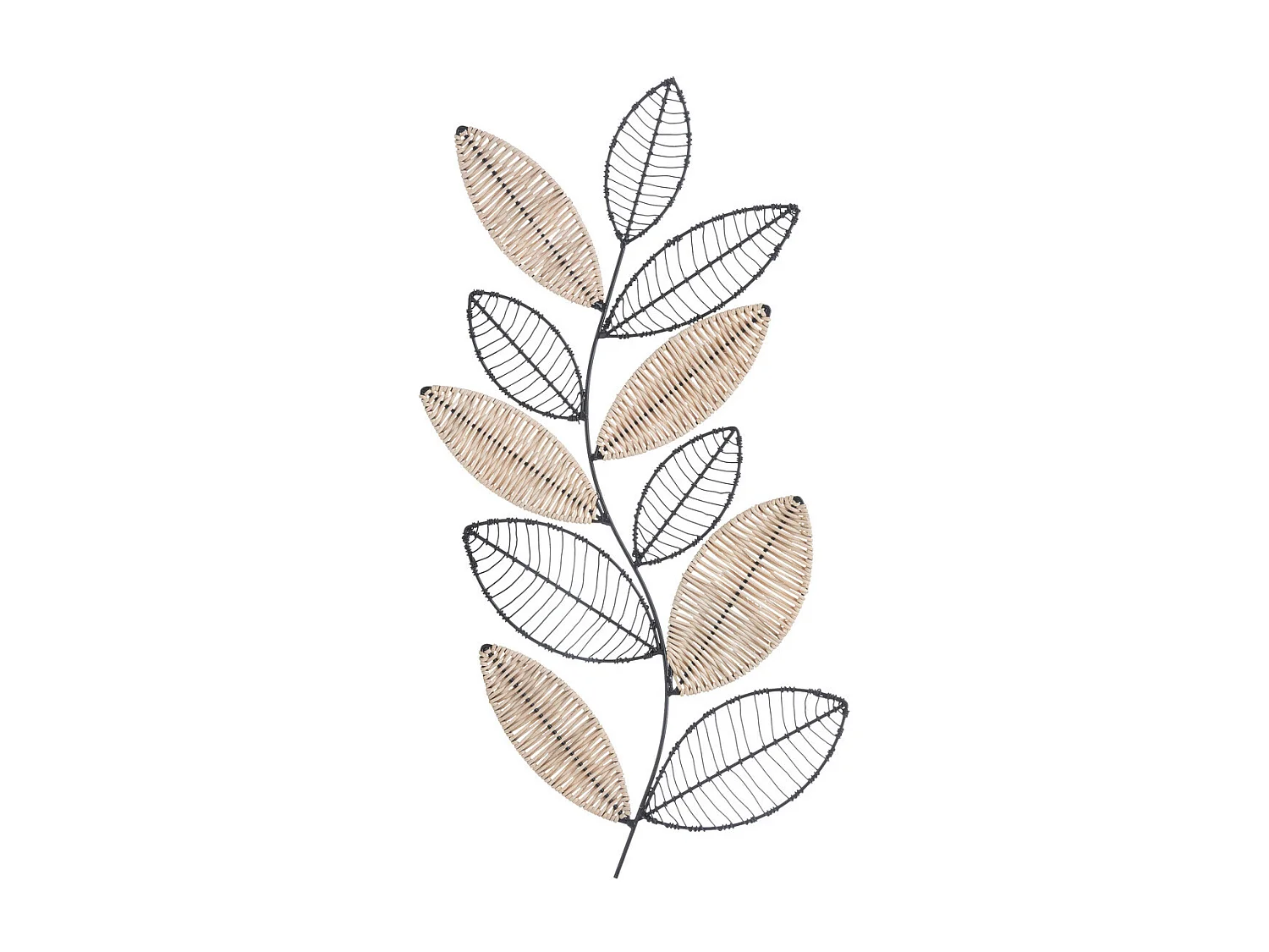 Déco murale en rotin et métal noir 56 x 29 cm