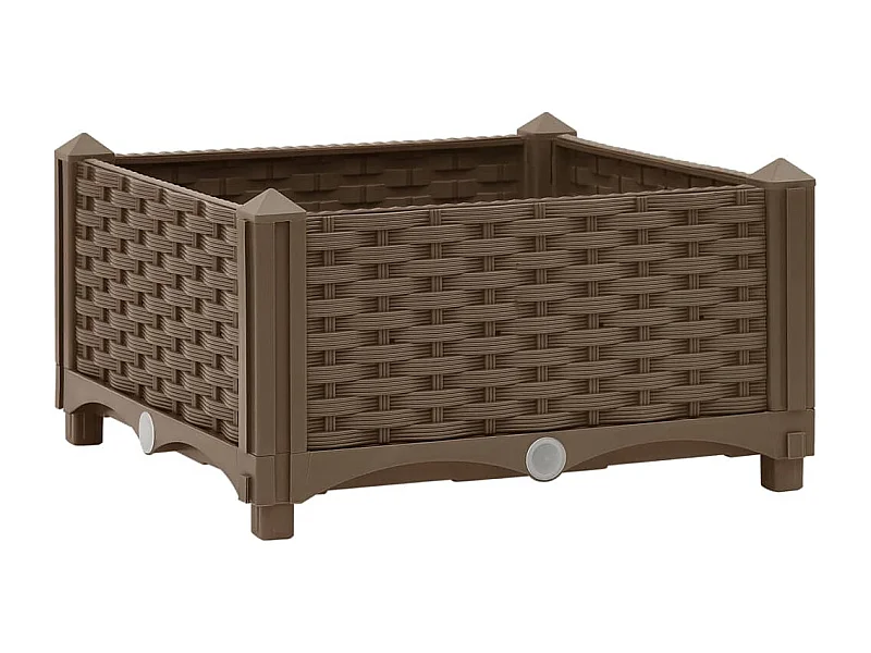 Macetero elevado plantas flores jardín 40 x 40 x 23 cm marrón polipropileno 02_0000926