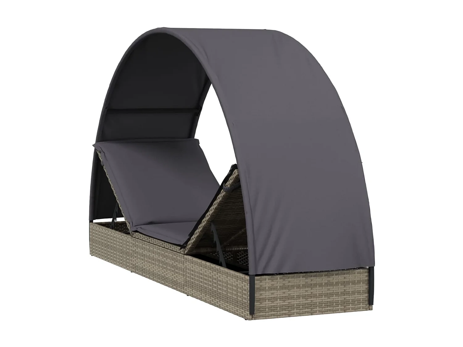 Tumbona tumbona tumbona cama de jardín terraza muebles de exterior con techo redondo 211 x 57 x 140 cm resina tejida gris 02_0012694