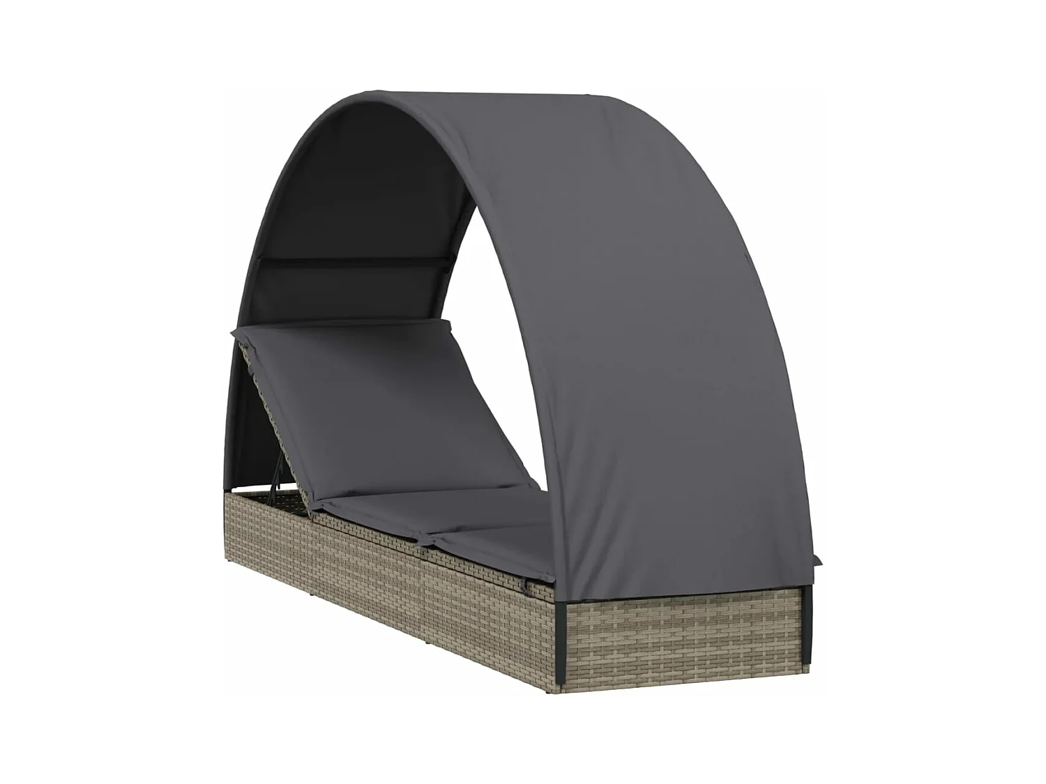 Transat chaise longue bain résine grise 211 x 57 x 140 cm 02_0012694