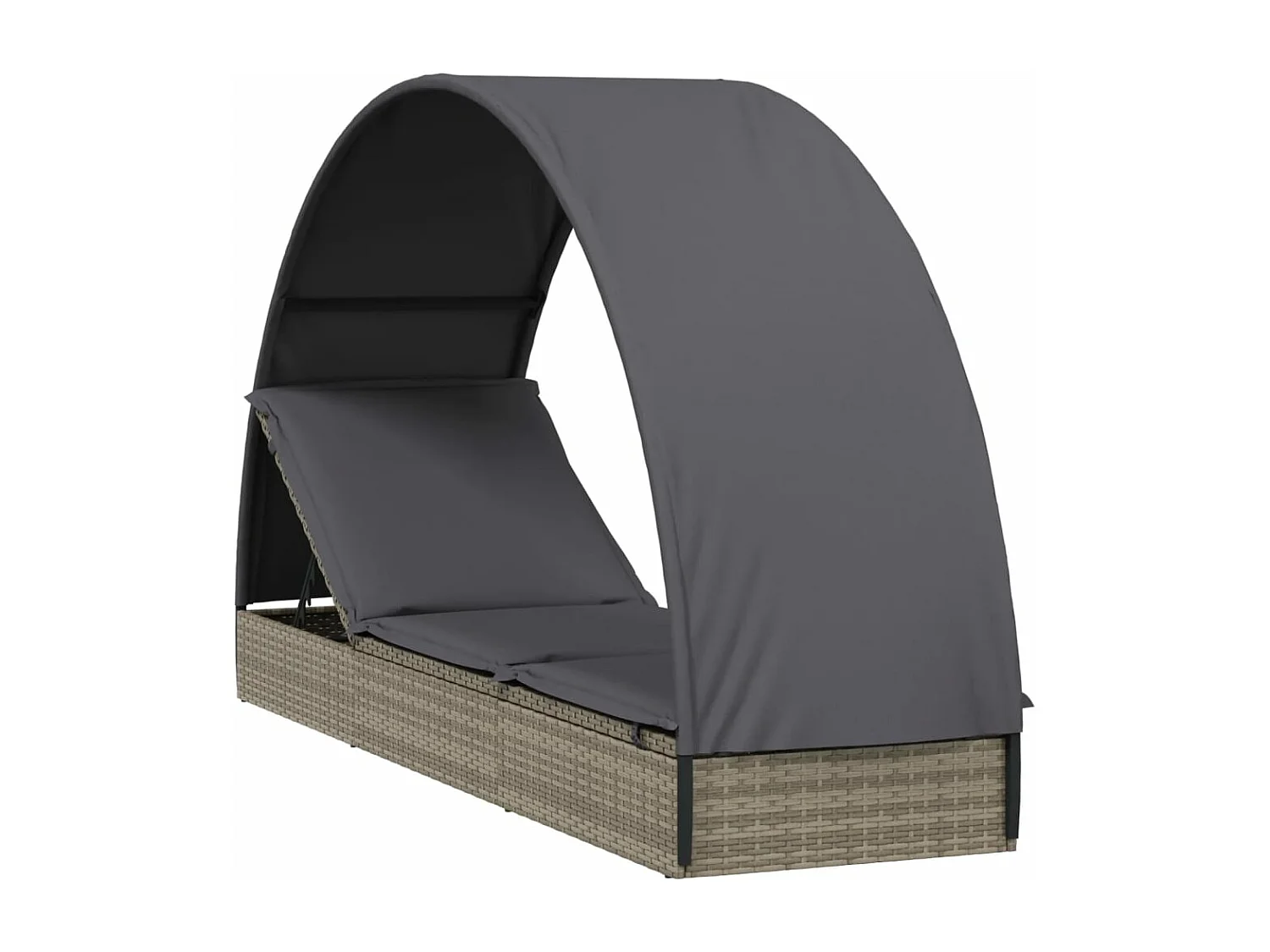 Tumbona tumbona tumbona cama de jardín terraza muebles de exterior con techo redondo 211 x 57 x 140 cm resina tejida gris 02_0012694