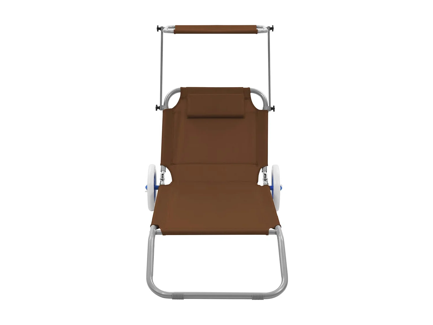 Espreguiçadeira espreguiçadeira para banhos de sol cama de jardim terraço mobiliário de exterior dobrável com toldo e rodas de aço cinza 02_0012827