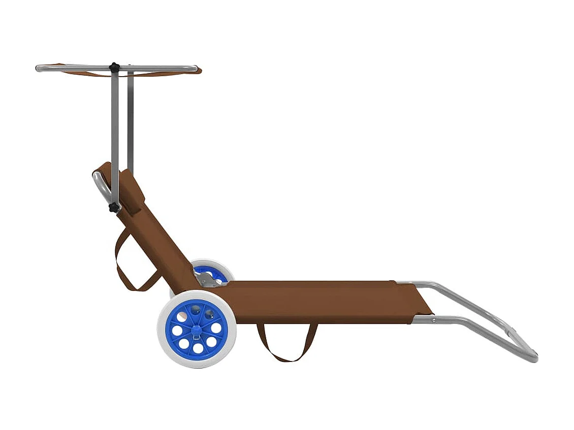 Espreguiçadeira espreguiçadeira para banhos de sol cama de jardim terraço mobiliário de exterior dobrável com toldo e rodas de aço cinza 02_0012827