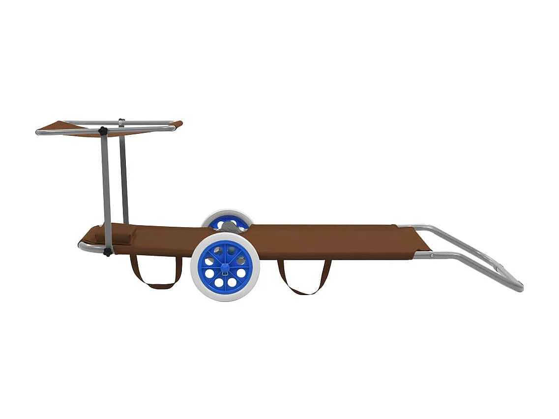 Espreguiçadeira espreguiçadeira para banhos de sol cama de jardim terraço mobiliário de exterior dobrável com toldo e rodas de aço cinza 02_0012827