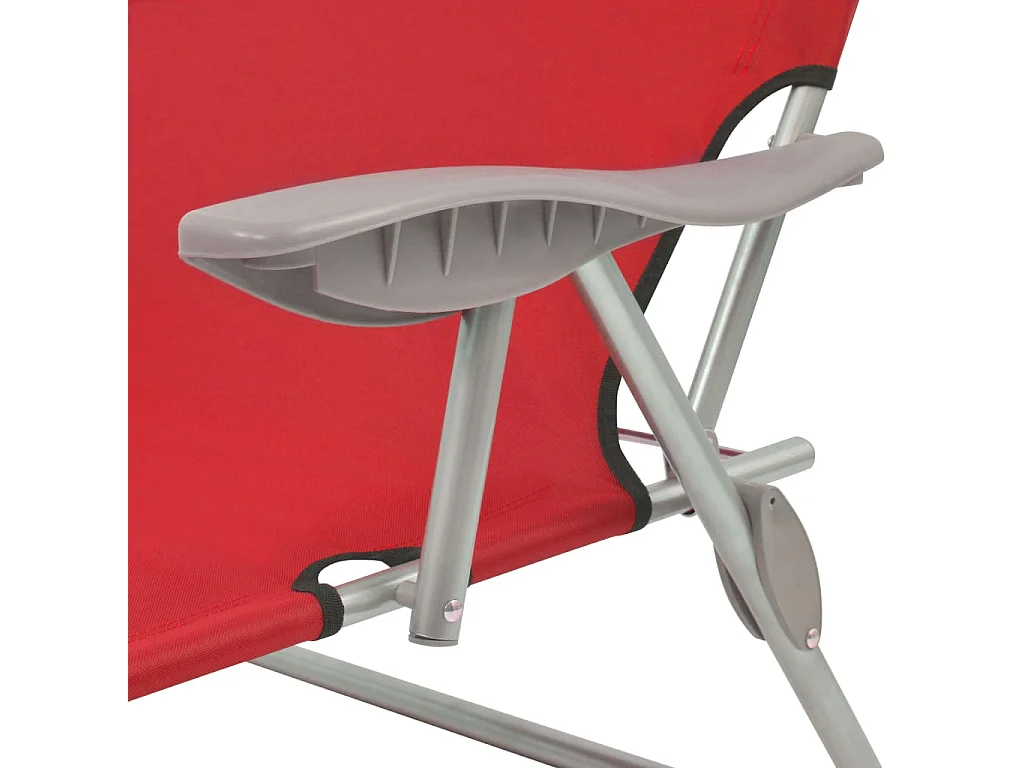 Tumbona tumbona para tomar el sol cama de jardín terraza muebles de exterior 189 cm con toldo de acero rojo 02_0012269