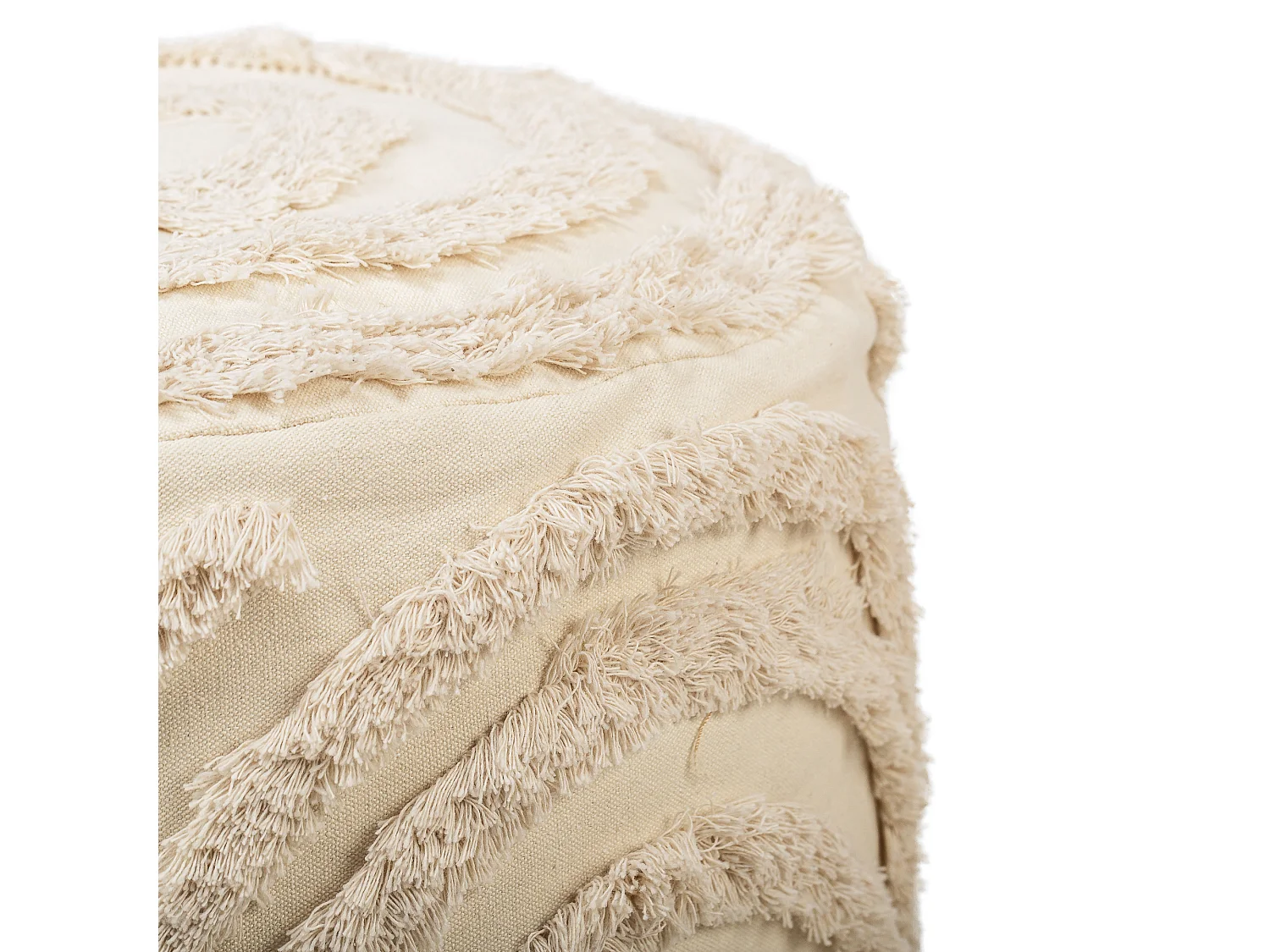 Pouf en tissu beige style scandinave