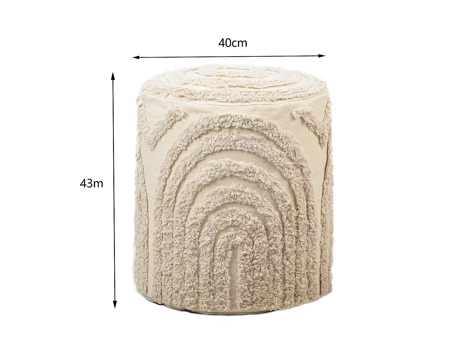 Pouf en tissu beige style scandinave