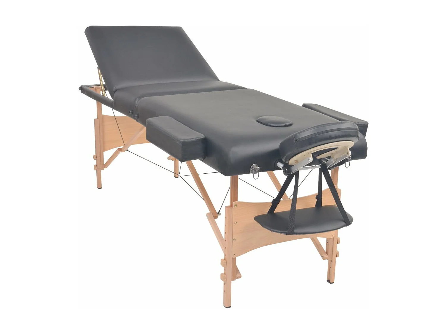 Table de massage pliable noire 221 x 90 x 65 cm 02_0001869