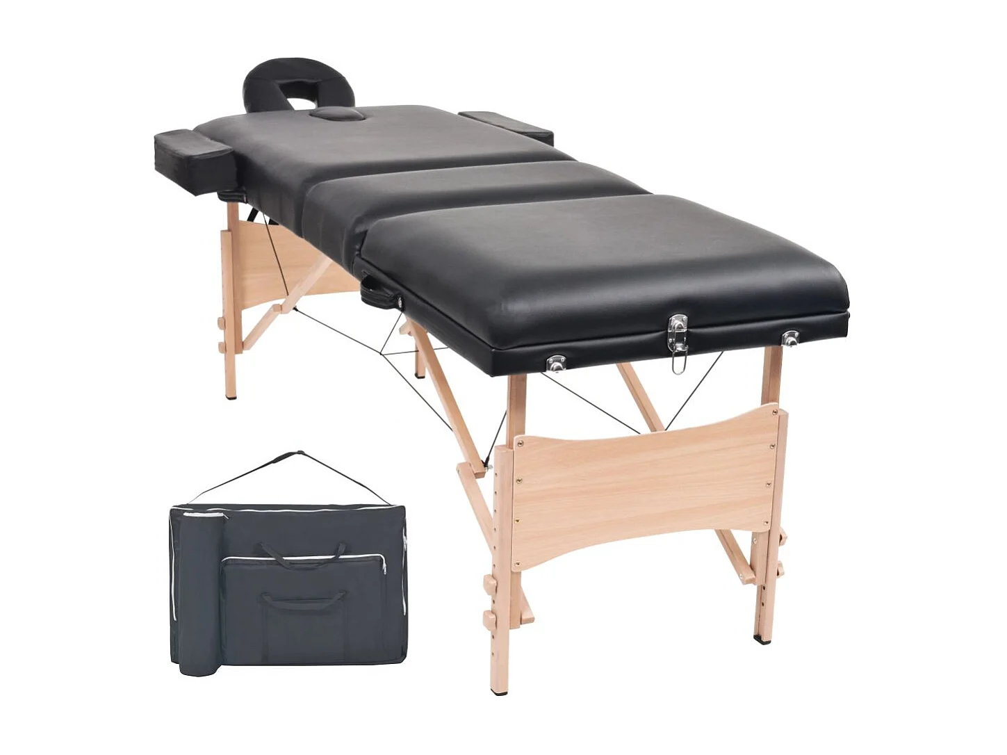 Table de massage pliable noire 221 x 90 x 65 cm 02_0001869