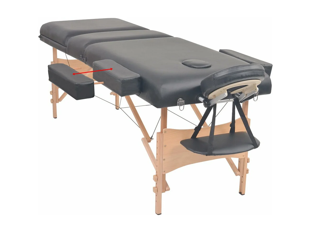 Table de massage pliable noire 221 x 90 x 65 cm 02_0001869