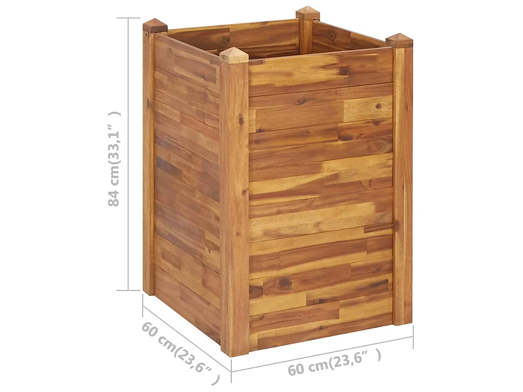 Fioriera rialzata per piante e fiori giardino 60 x 60 x 84 cm legno massello di acacia 02_0001072