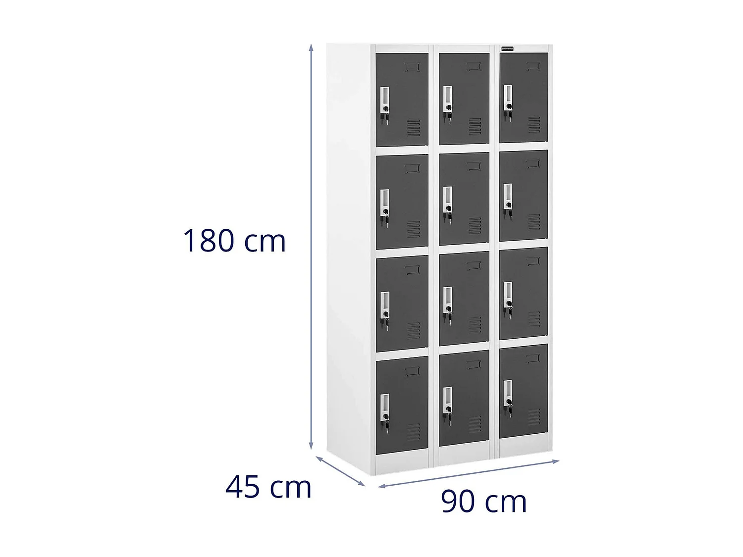 Armadio 12 scomparti 187 cm grigio 14_0005988