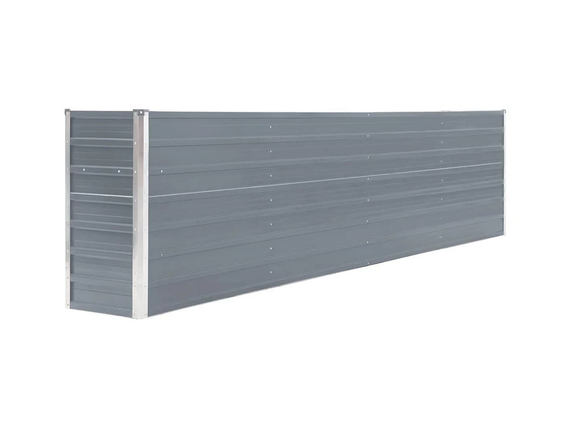 Macetero elevado plantas flores jardín 320 x 40 x 77 cm acero galvanizado gris 02_0000801