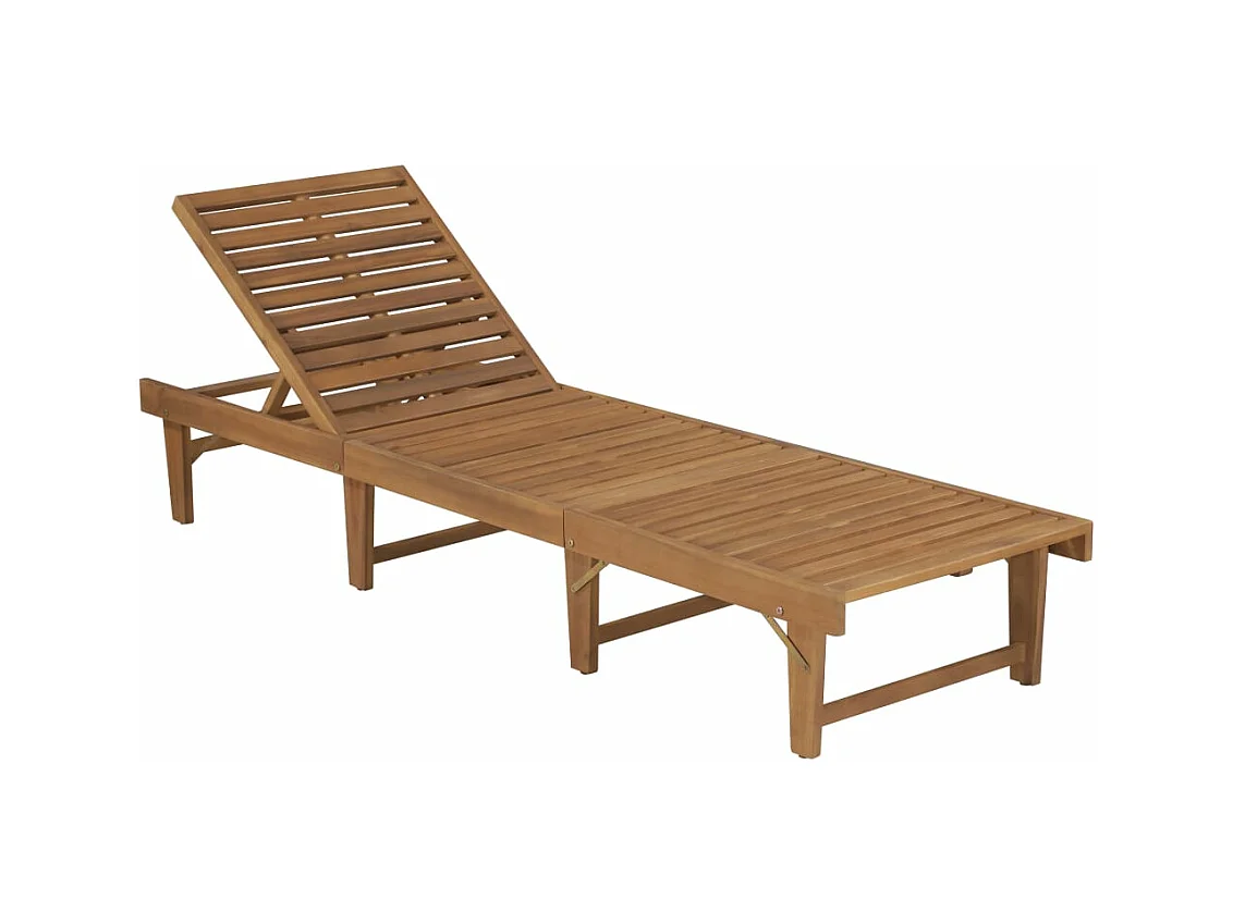 Tumbona de jardín tumbona terraza mobiliario de exterior plegable con cojín madera maciza de acacia 02_0012839