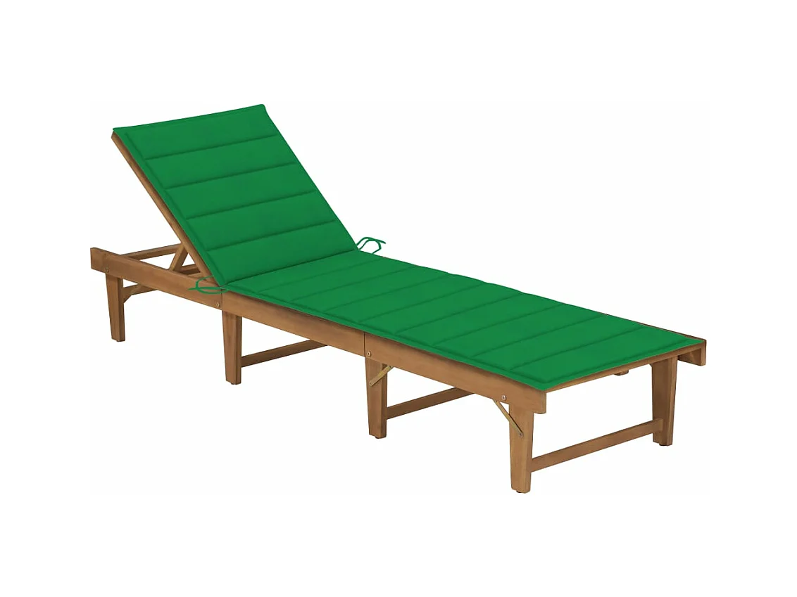 Tumbona de jardín tumbona terraza mobiliario de exterior plegable con cojín madera maciza de acacia 02_0012845