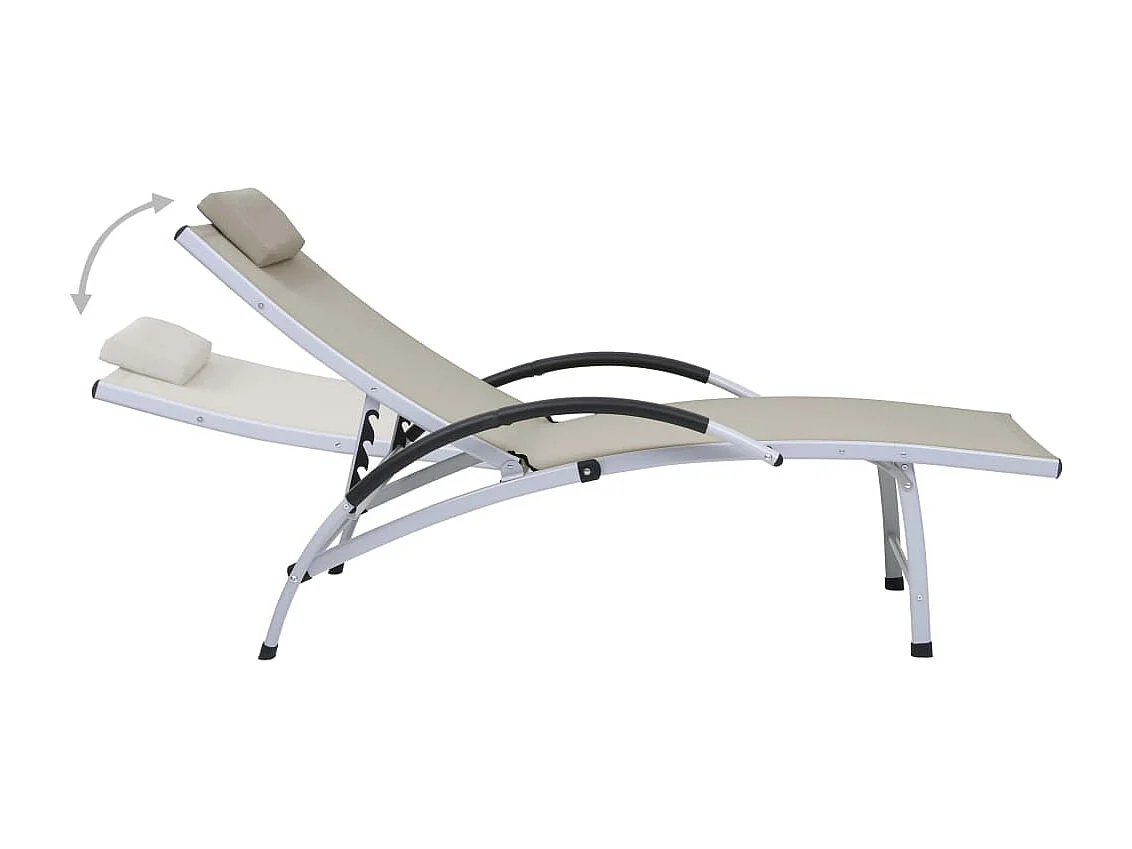 Transat chaise longue bain aluminium crème 67.5 x 180 x 46 cm 02_0012258