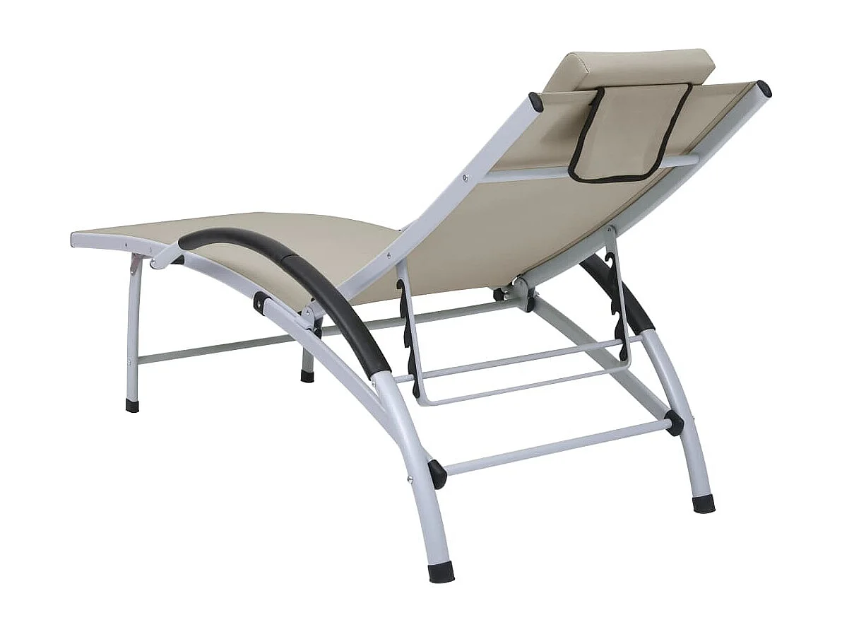 Transat chaise longue bain aluminium crème 67.5 x 180 x 46 cm 02_0012258