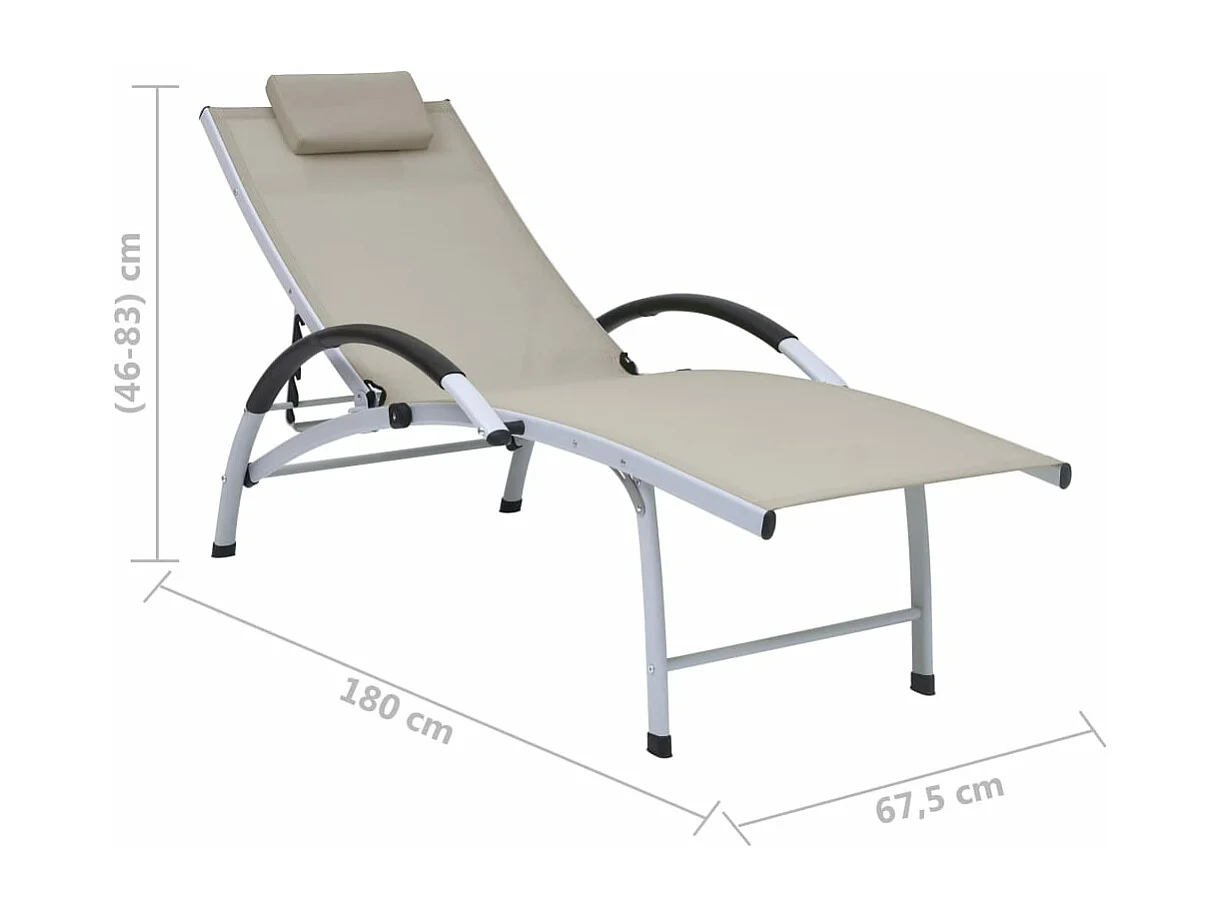 Transat chaise longue bain aluminium crème 67.5 x 180 x 46 cm 02_0012258