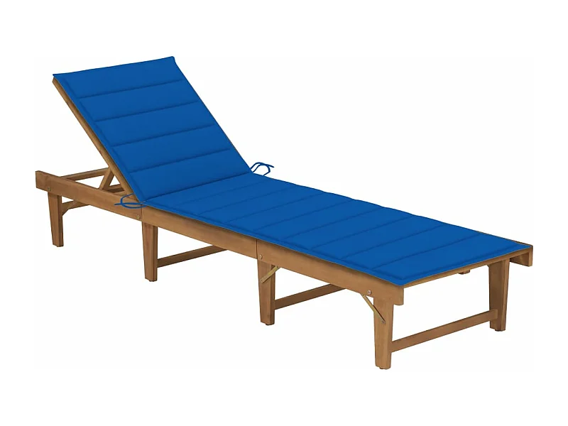 Sdraio lettino prendisole da giardino terrazza mobili da esterno pieghevole con cuscino in legno massello di acacia 02_0012846