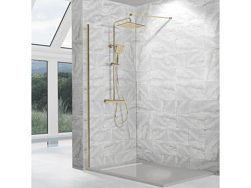 Paroi de douche fixe FRESH avec profil OR BROSSÉ 80 cm