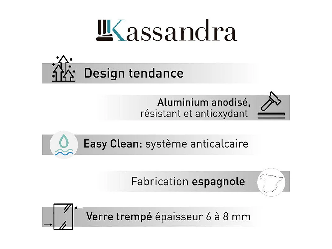 Parete doccia fissa FRESH con profilo ORO SPAZZOLATO 70 cm