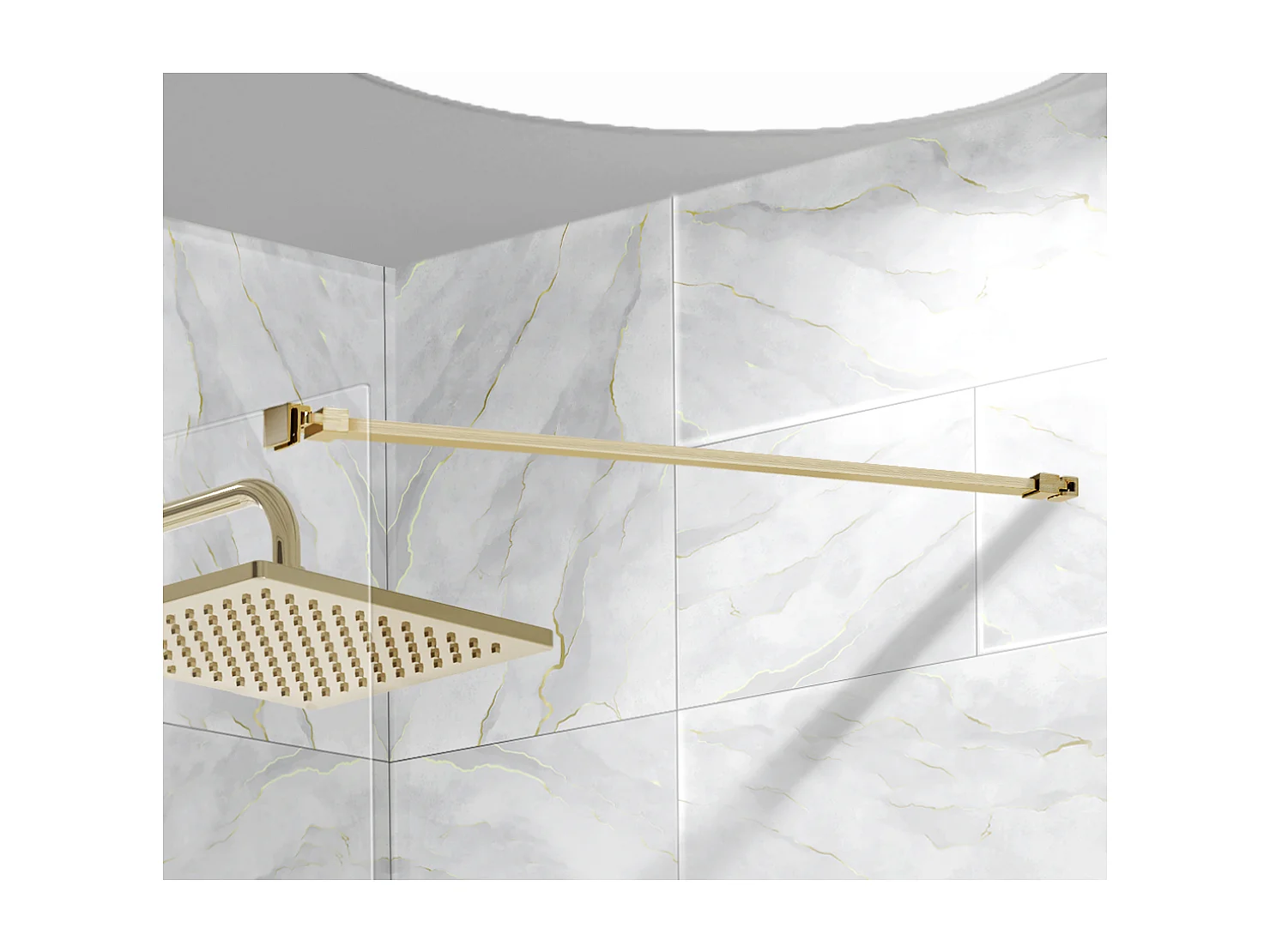 Parete doccia fissa FRESH con profilo ORO SPAZZOLATO 70 cm