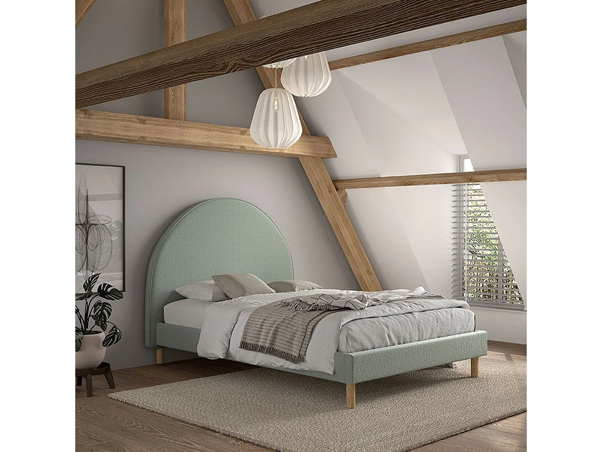 Lit Adulte Bouclé "Moon" 140x200cm Vert