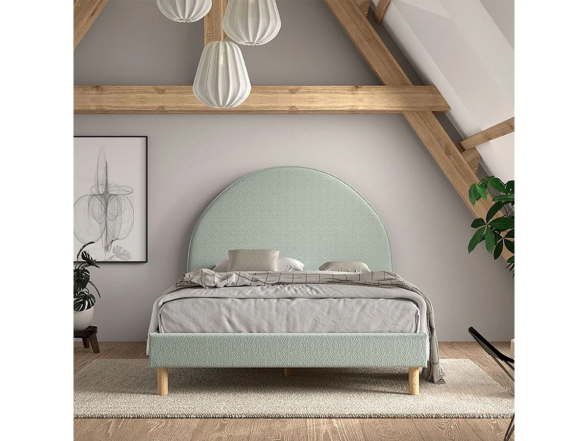 Lit Adulte Bouclé "Moon" 140x200cm Vert