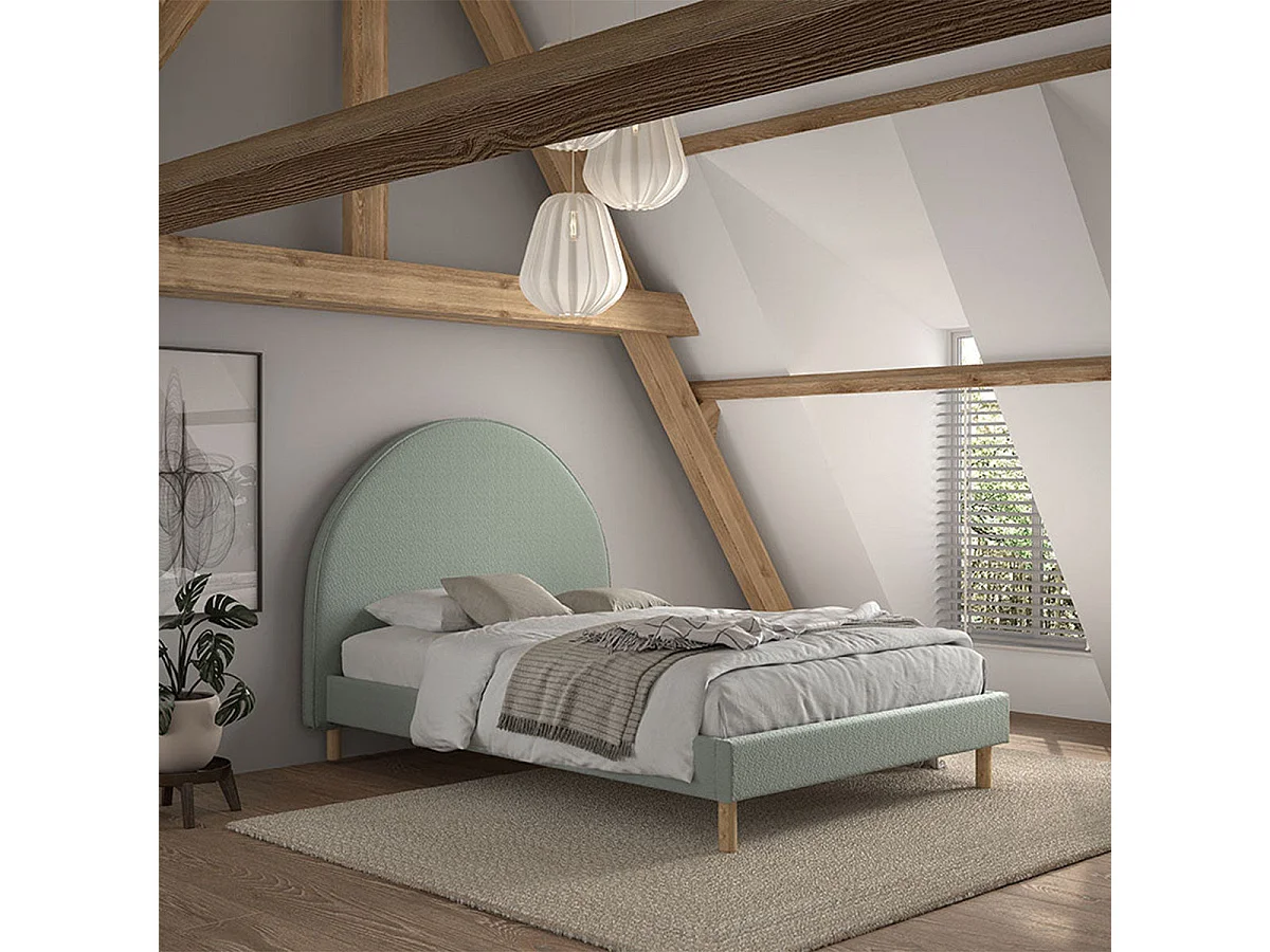 Lit Adulte Bouclé "Moon" 140x200cm Vert