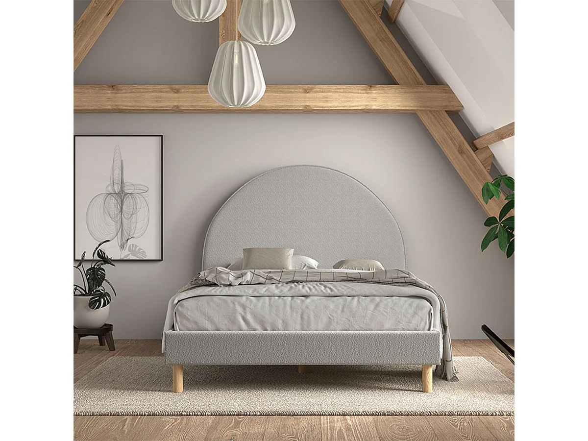 Lit 140x200 sommier inclus Moon Gris