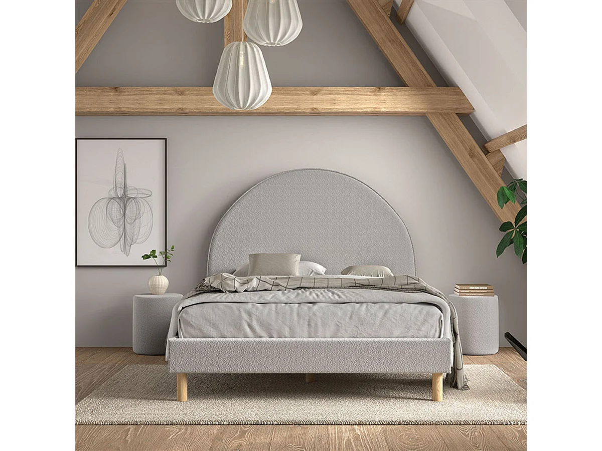 Lit 140x200 sommier inclus Moon Gris