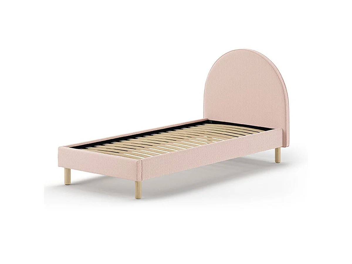 Lit Enfant Bouclé "Moon" 90x200cm Rose