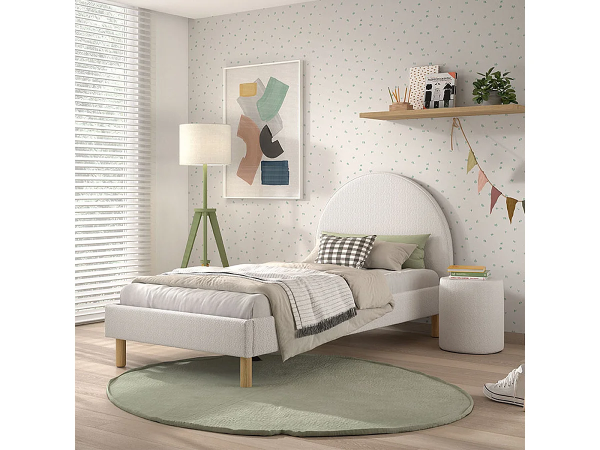 Lit 90x200 sommier inclus Moon Blanc