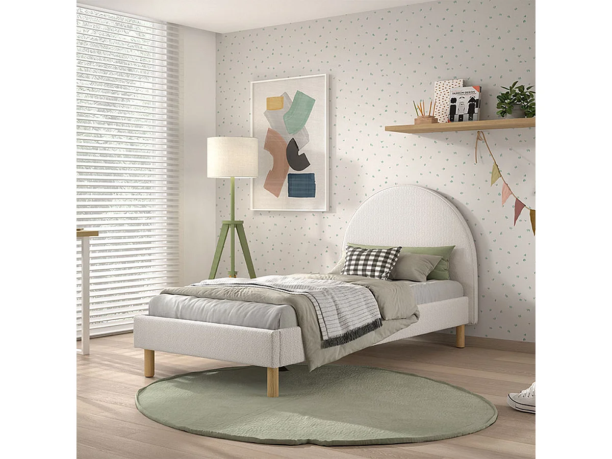 Lit 90x200 sommier inclus Moon Blanc