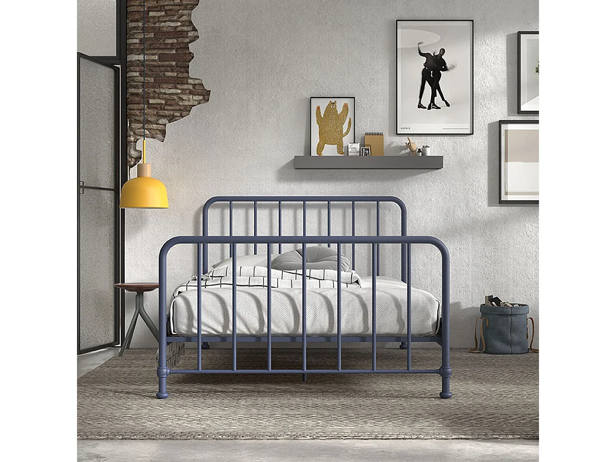 Lit 140x200 sommier inclus Bronxx Denim mat