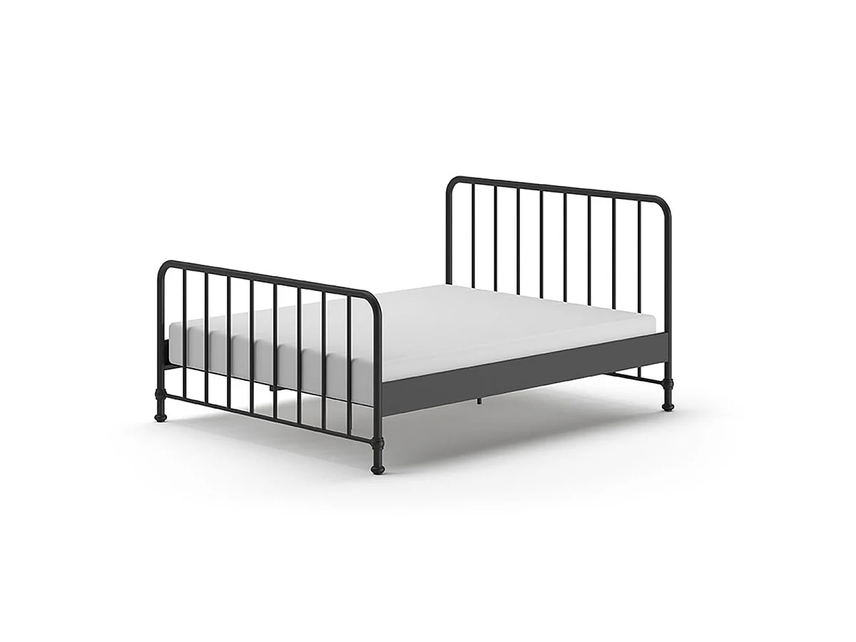 Lit 160x200 sommier inclus Bronxx Noir mat