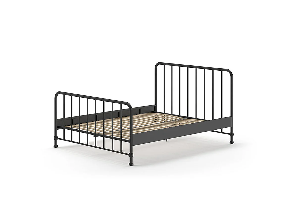 Lit 160x200 sommier inclus Bronxx Noir mat