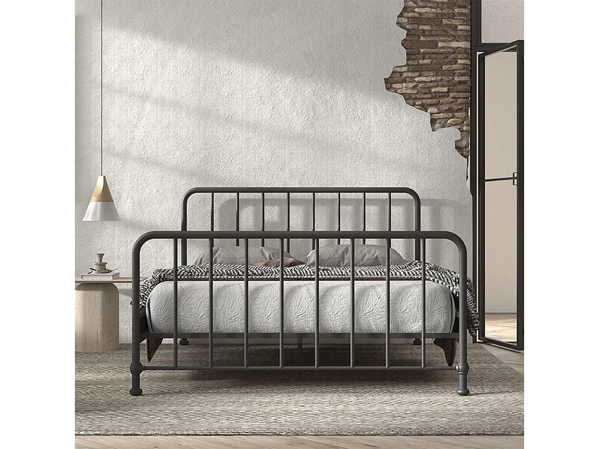 Lit 160x200 sommier inclus Bronxx Noir mat