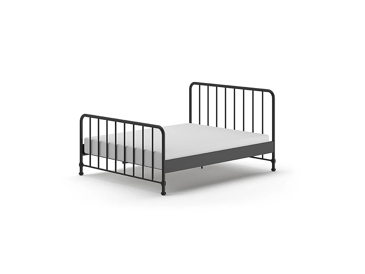 Lit 160x200 sommier inclus Bronxx Noir mat