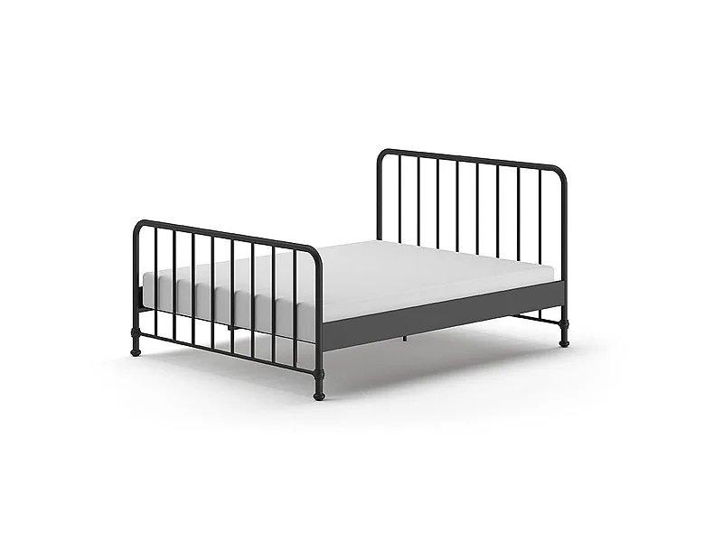 Lit 160x200 sommier inclus Bronxx Noir mat