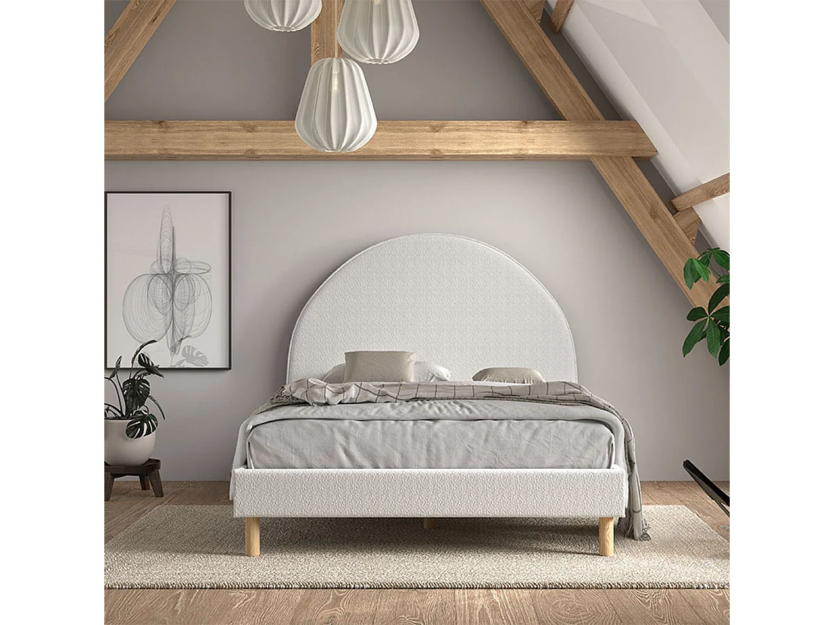 Lit 140x200 sommier inclus Moon Blanc
