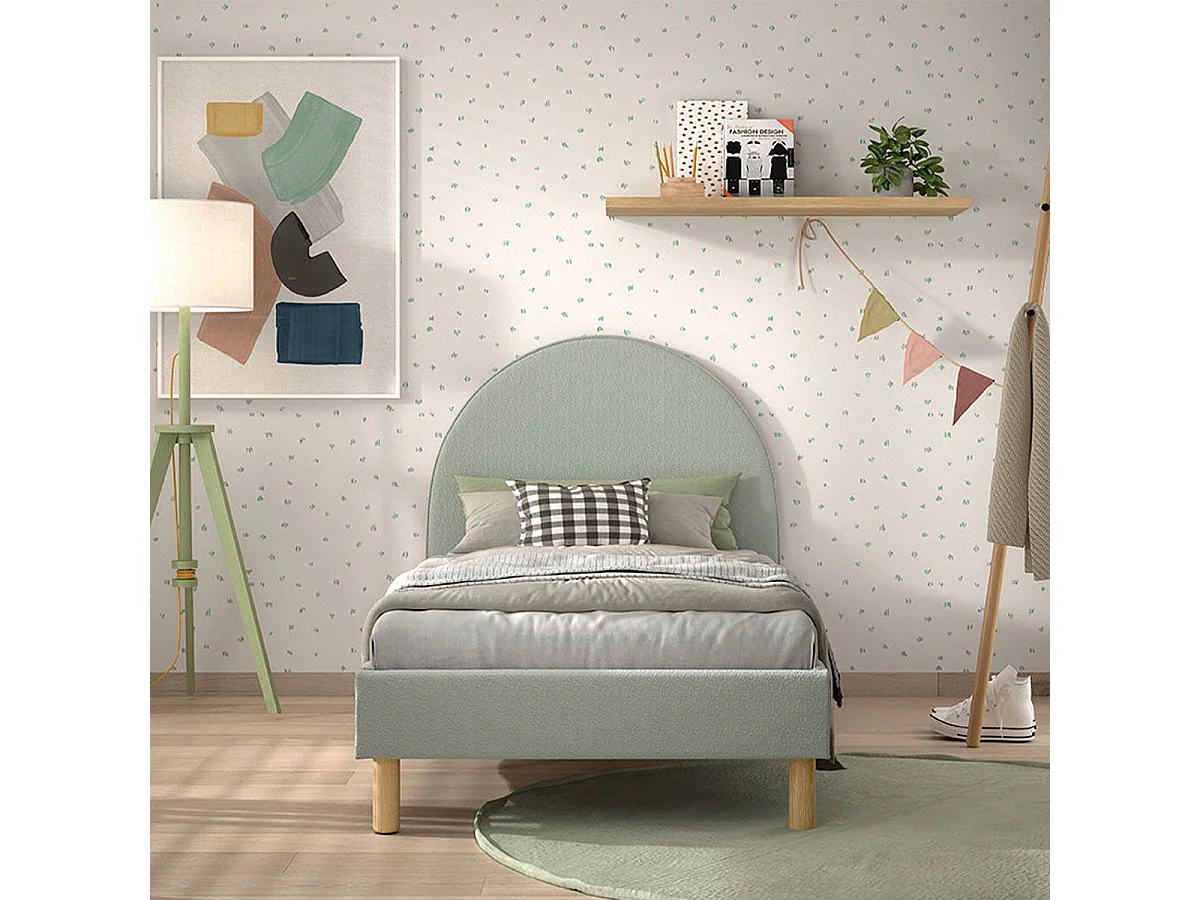 Lit Enfant Bouclé "Moon" 90x200cm Vert