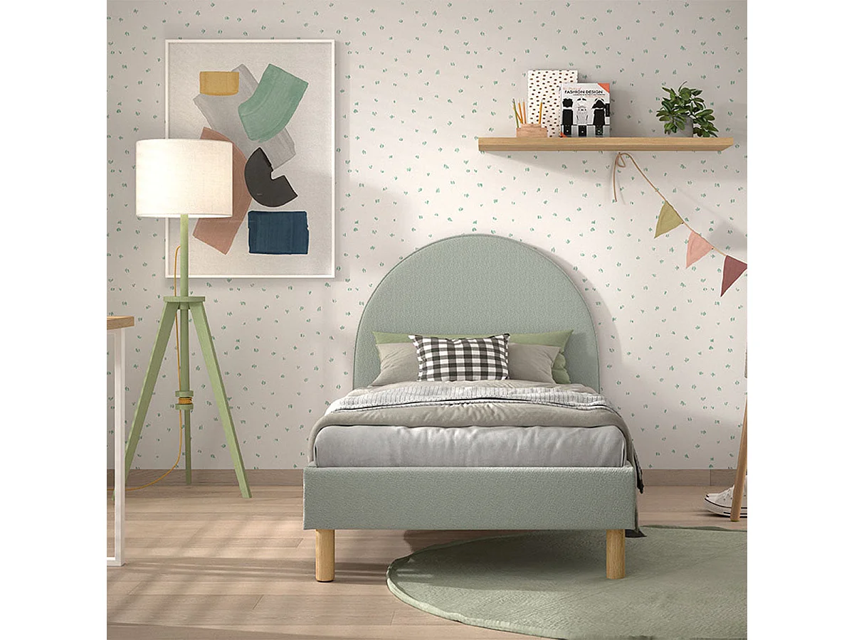 Lit Enfant Bouclé "Moon" 90x200cm Vert
