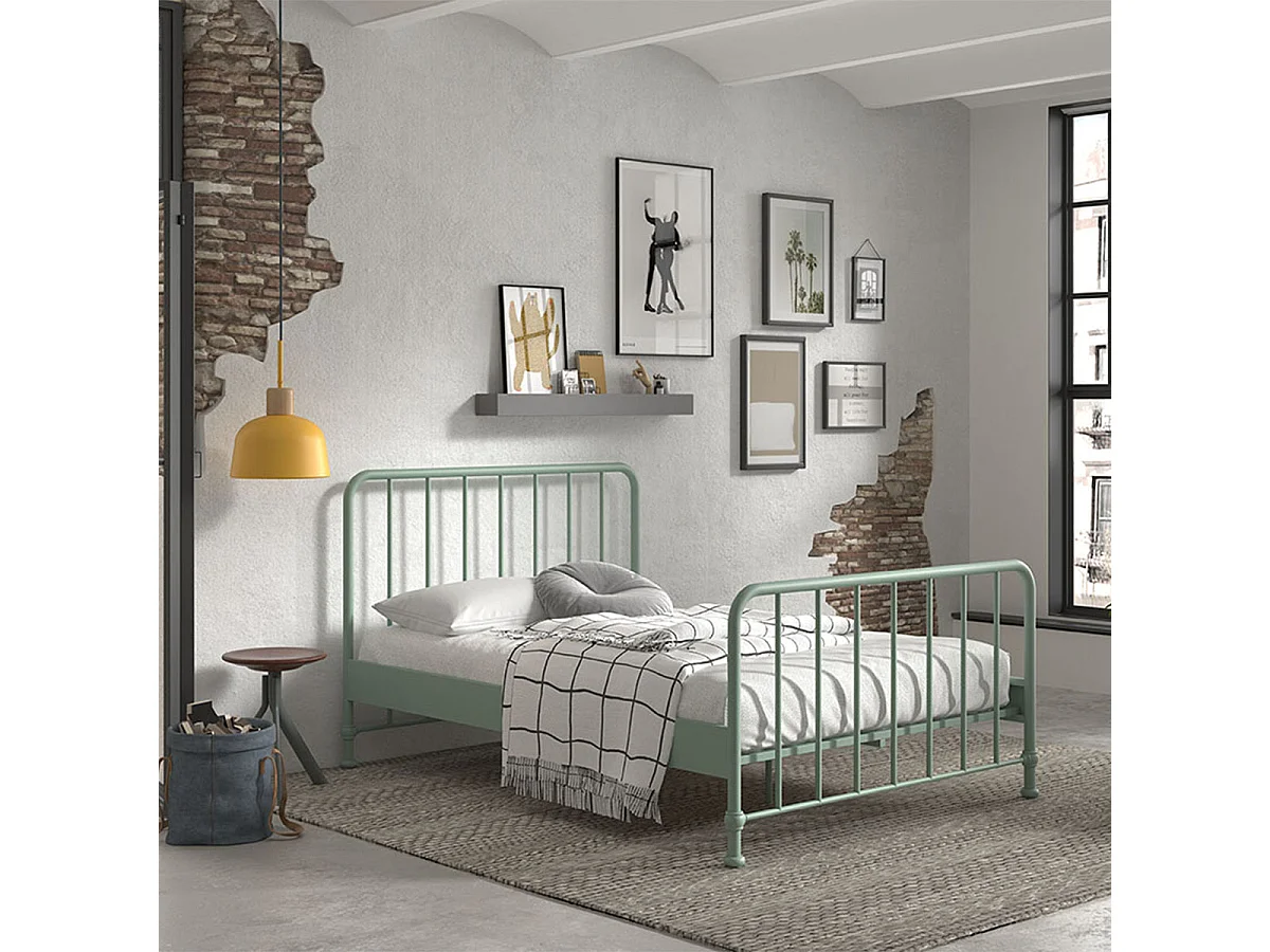 Lit 140x200 sommier inclus Bronxx Vert olive mat
