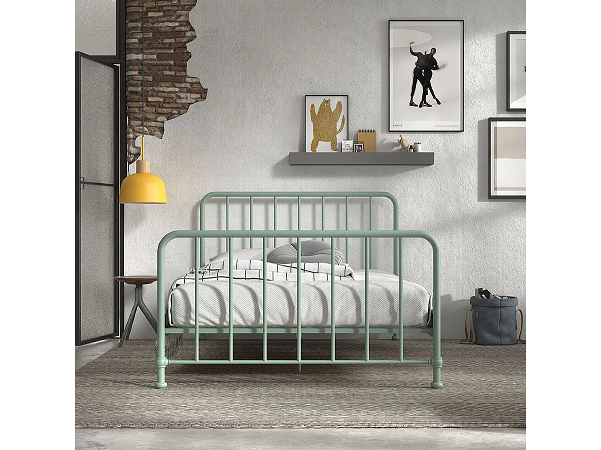 Lit 140x200 sommier inclus Bronxx Vert olive mat